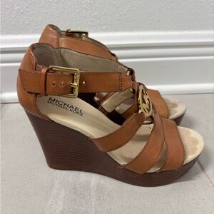 Michael Kors Brown Women’s Leather Wedge Sandals